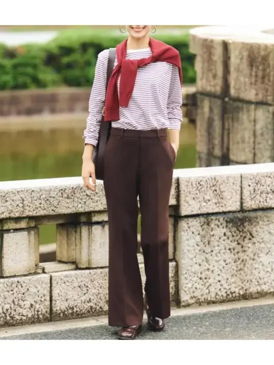 Uniqlo Smart Flare Pants NWT Dark Brown XL - Picture 7 of 9